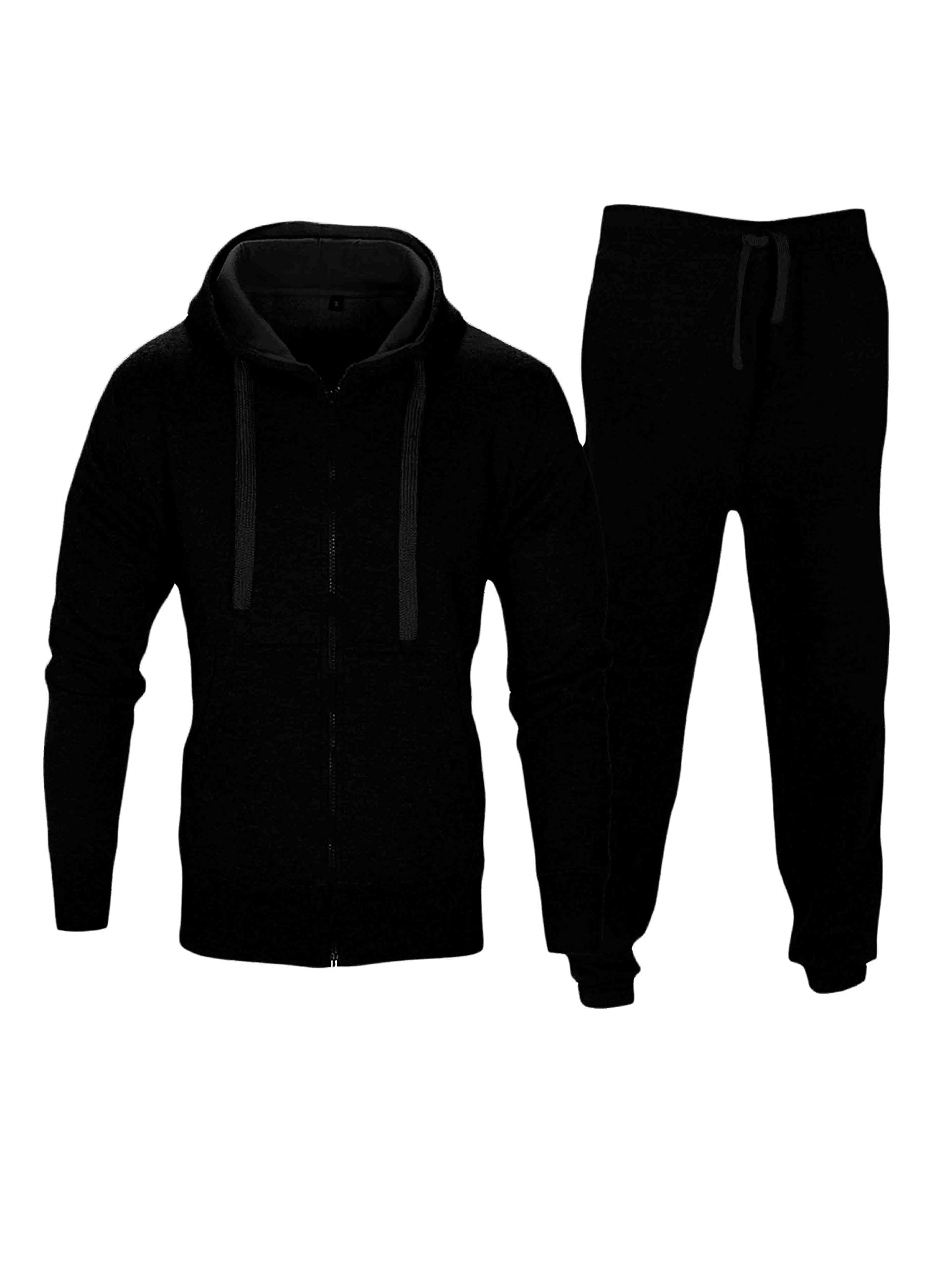 Love My Fashions® Men’s Tracksuit Full Sleeve Contrast Fleece Top & Bottom Cord Set Zipper Hood Jogging Suit Set Plus Sizes