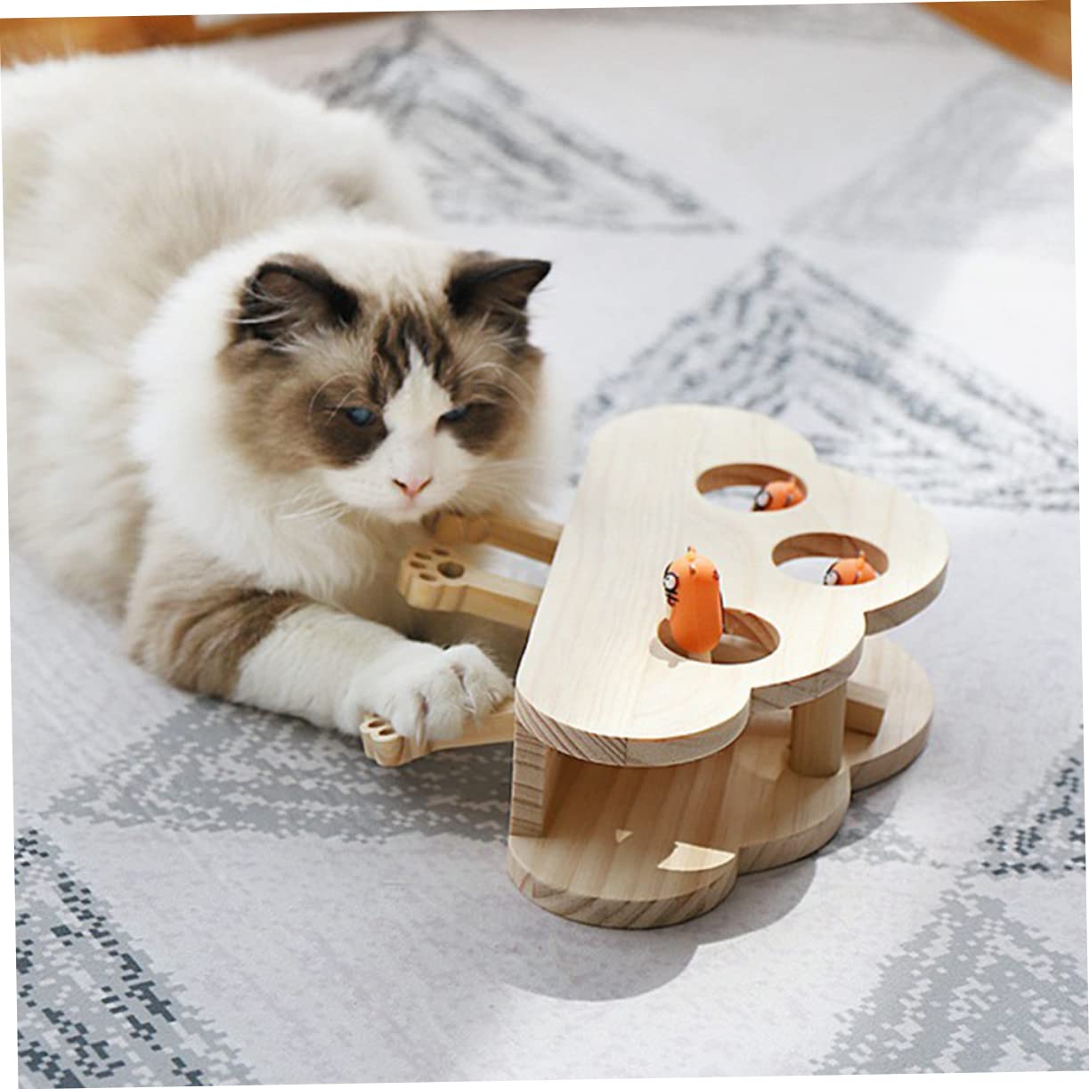Toddmomy Interaktives Katzenspielzeug Aus Holz Für Wohnungskatzen Lustiges Katzenfängerspielzeug Kreativer Kätzchen Spielzeug Mit Aufbewahrung Für Katzenminze Langlebig Und Leicht