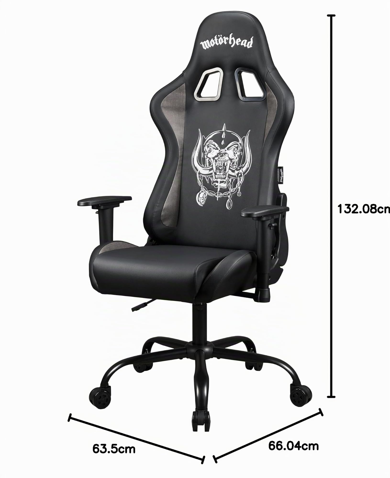 Subsonic Motorhead Sedia da Gioco o da Ufficio, Sedia Gaming Adulti, Seduta Confortevole, Poggiatesta Integrato, Braccioli e Altezza Regolabili, Schienale Ergonomico, Nero