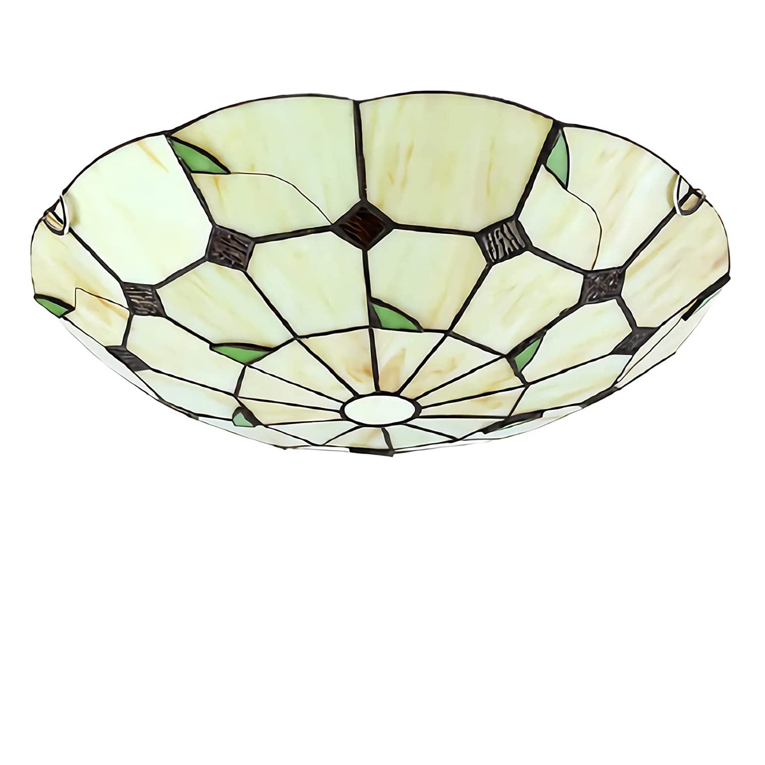 HPTHLY Tiffany Style Led Ceiling Light Dimmable E27 Glass Fixture European Pastoral Chandelier For Living Room & Bedroom Elegant Home Lighting Decor (F-12 Inch)