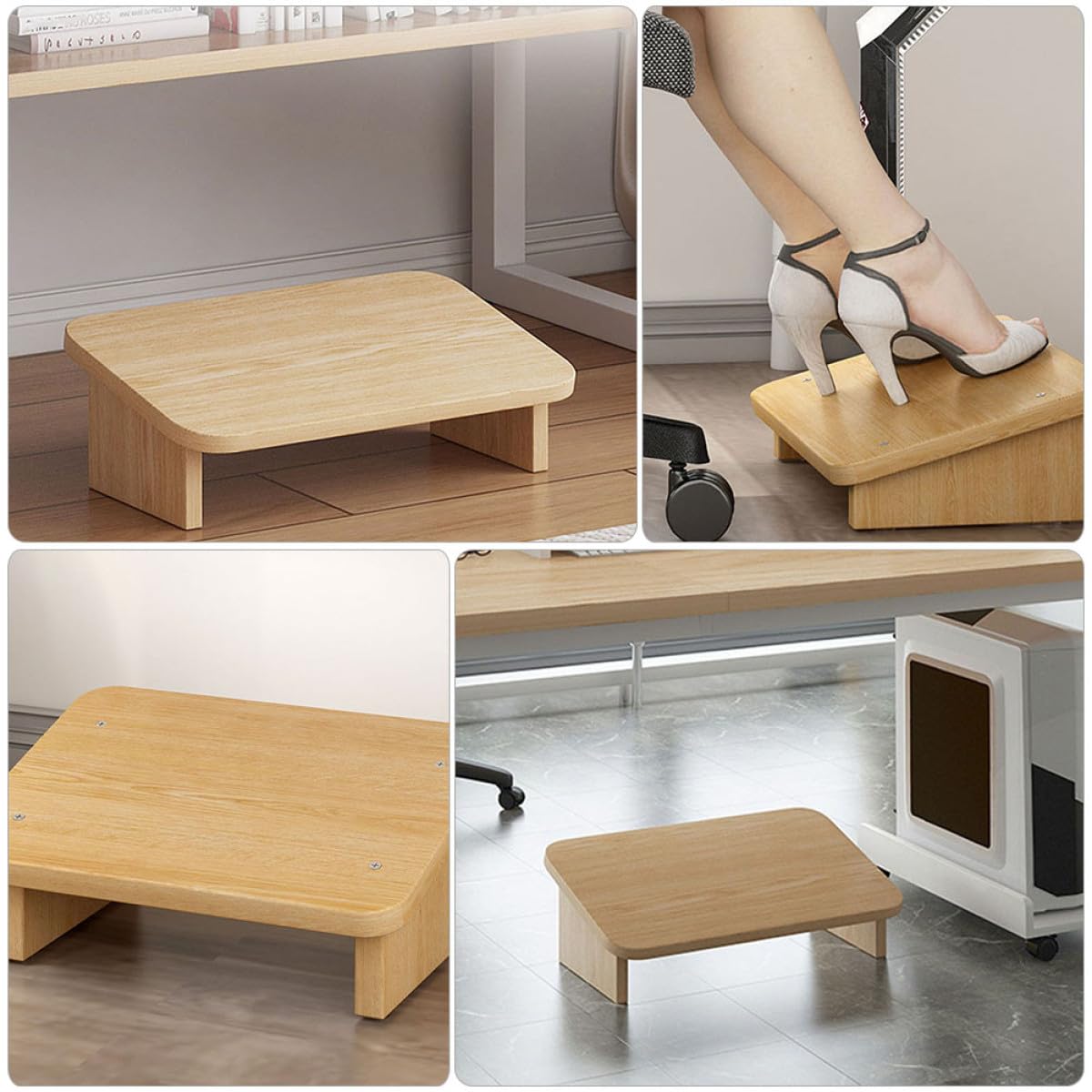Fußhocker für Büro und Zuhause Holz als Fußstütze unter Schreibtisch