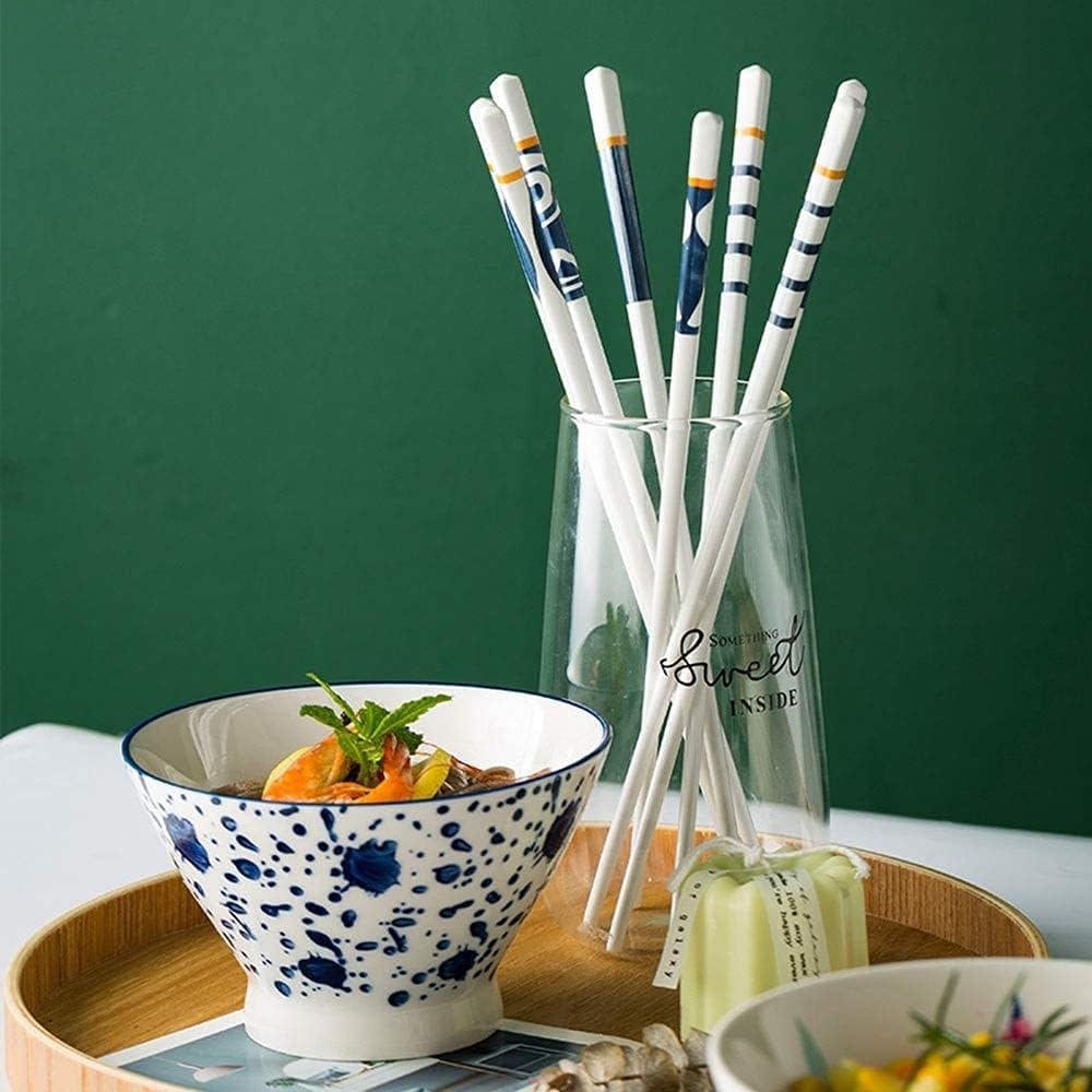 VeroCh baguette chinoise baguette japonaise baguettes japonaises Baguettes en céramique réutilisables, style japonais, antidérapantes, couleurs mélangées, 4 paires