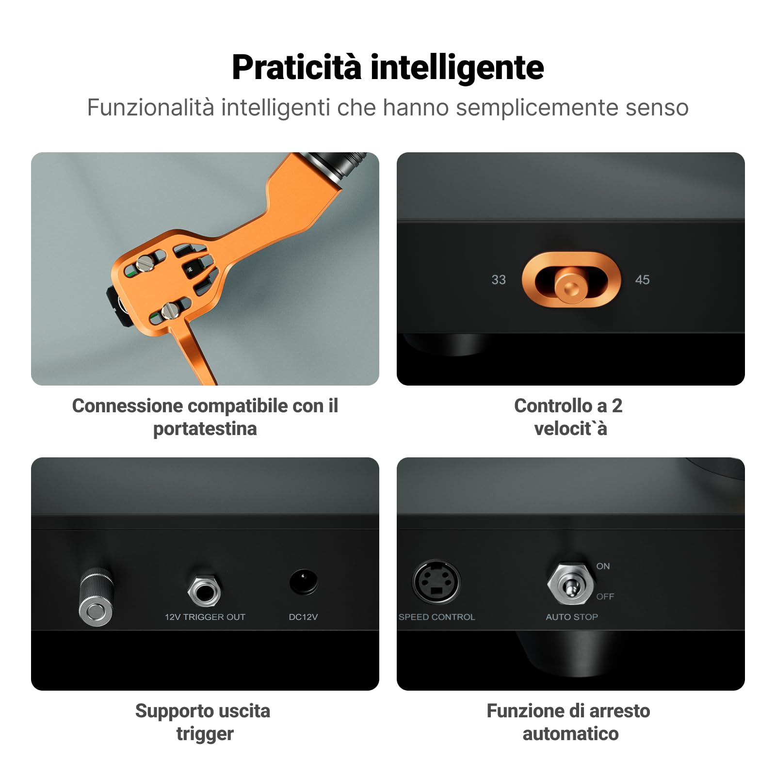 Fosi Audio LUNA3 Giradischi Vinili Hi-Fi, Lettore con Testina VM95E, Piatto in Acrilico, Controllo Motore Servo, Senza Preamp Integrato, Braccio Alluminio, Giradischi Vinile