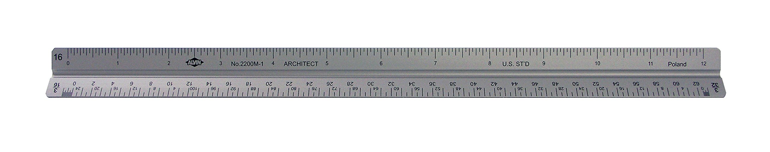 Alvin, Serie 2200M, báscula triangular de aluminio arquitecto, 12 pulgadas