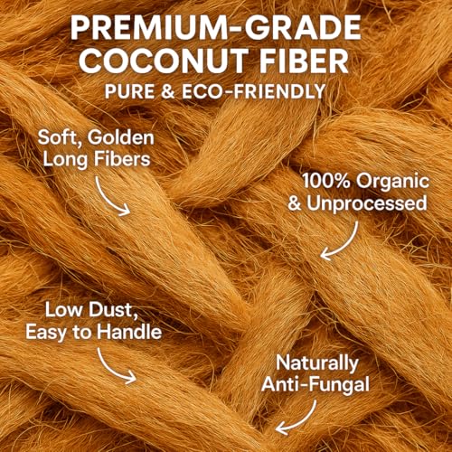 Image of Natural & Organic Coconut Husk Fiber | Fresh Raw Coconut Husk for Orchid Potting, BBQ Fire Starter, Compost, Mulch & Garden| Nariyal Jatta-Thenga Husk (Coconut Husk, 200, gram(s))