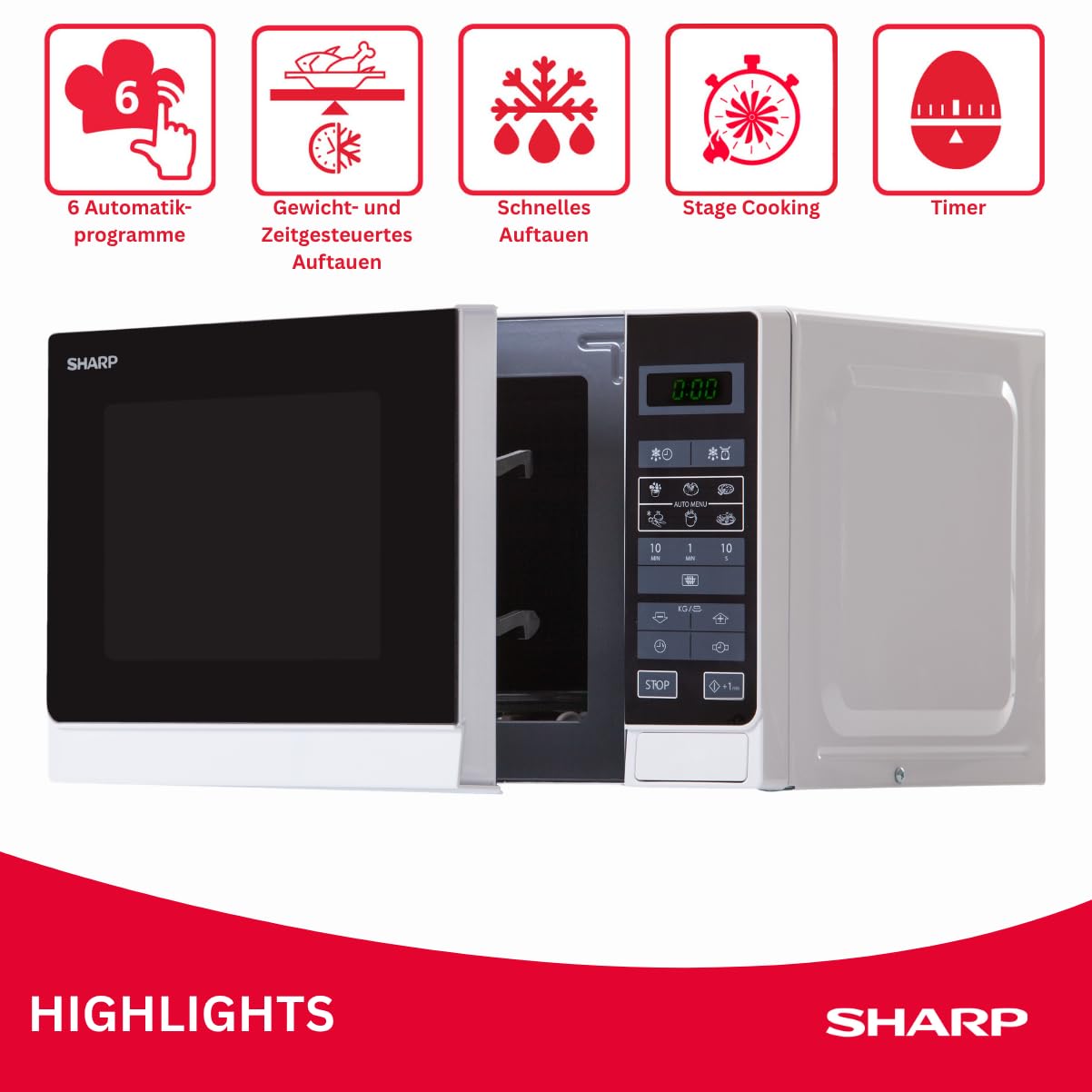 Sharp R-242WW Micro-ondes Solo 20 litres - Blanc