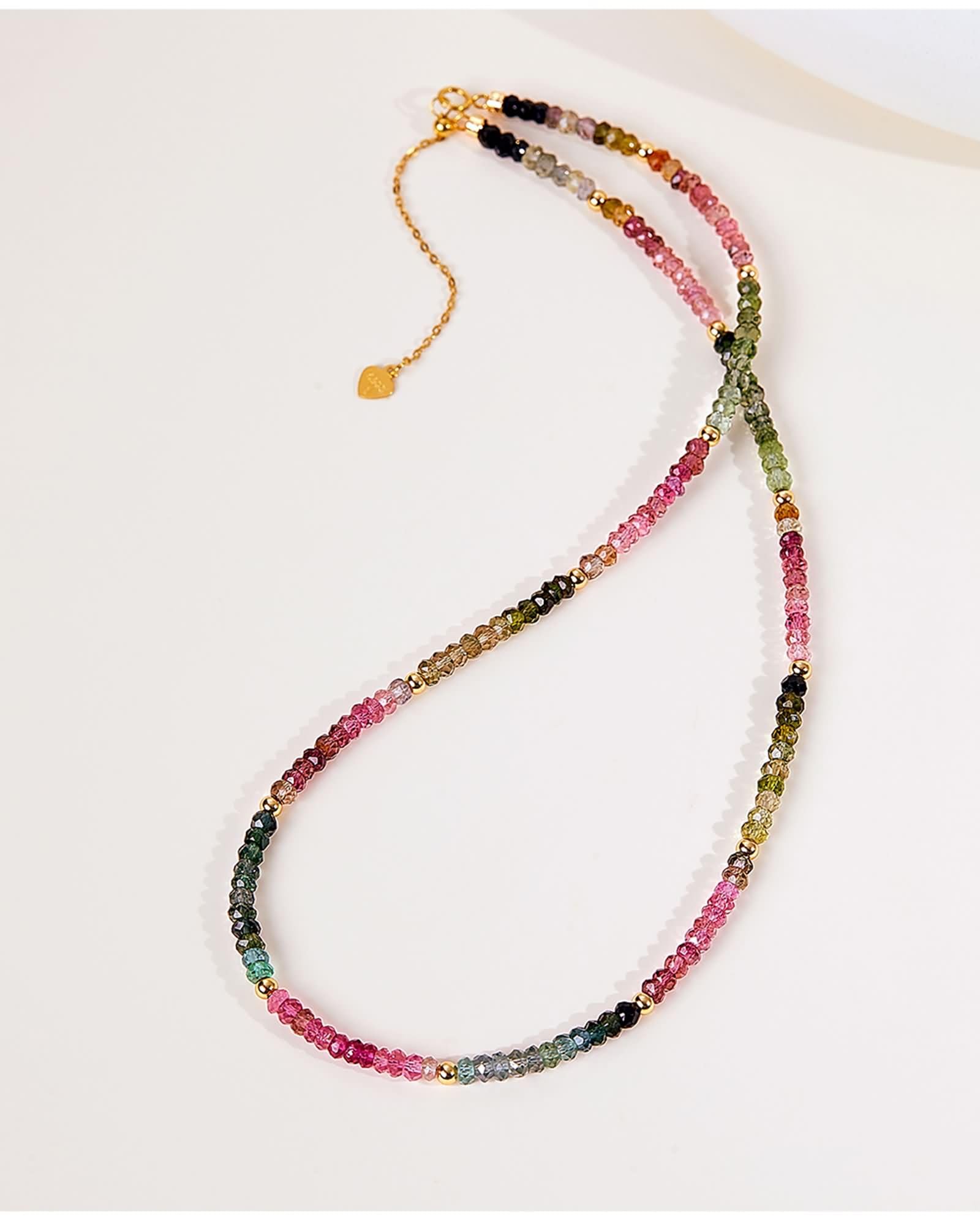 Collana da donna in oro giallo 9 K/14 K/18 K con tormalina arcobaleno