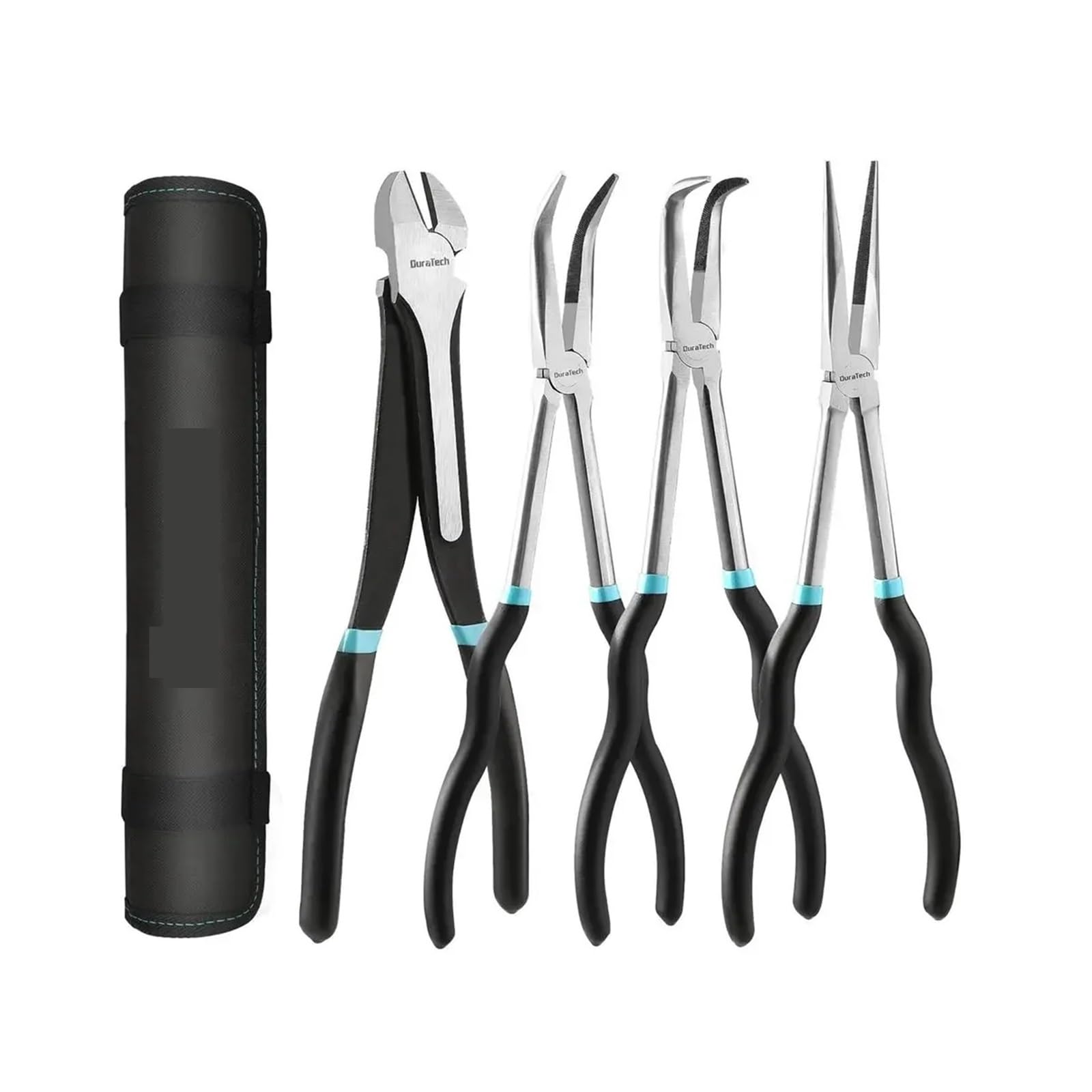 Set di pinze a becchi lunghi extra lunghi da 11" in acciaio CRV di qualità premium, kit di utensili meccanici, pinze diagonali a becchi dritti e piegati a 90° e 45° Utensili Idraulici