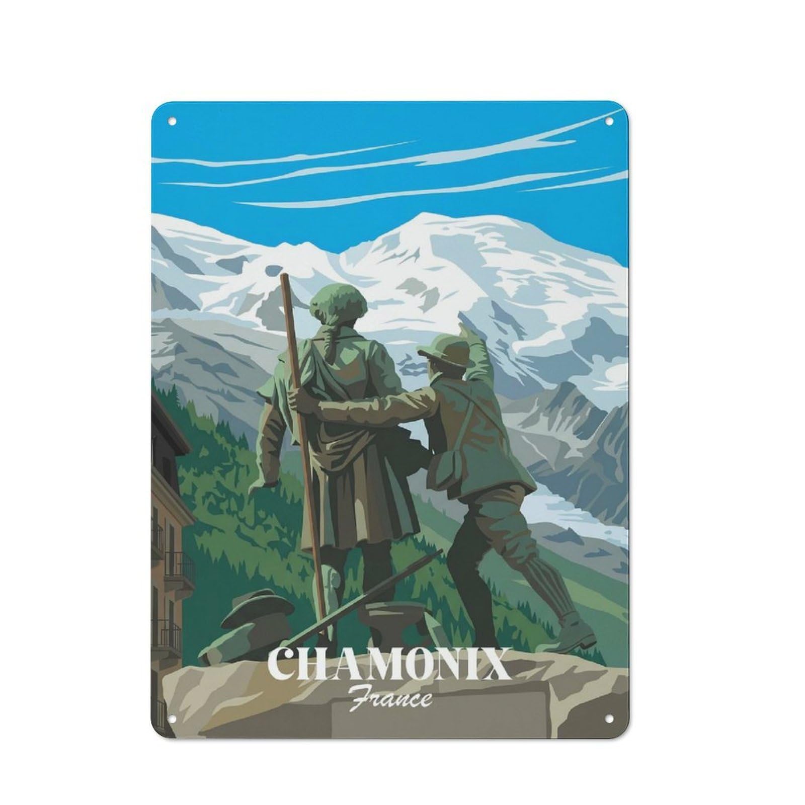 Junmoney Style-11 Chamonix France Rustic Metal Wall Sign 40X30cm For Workshop Wall, Suited To Makers And Diy Enthusiasts