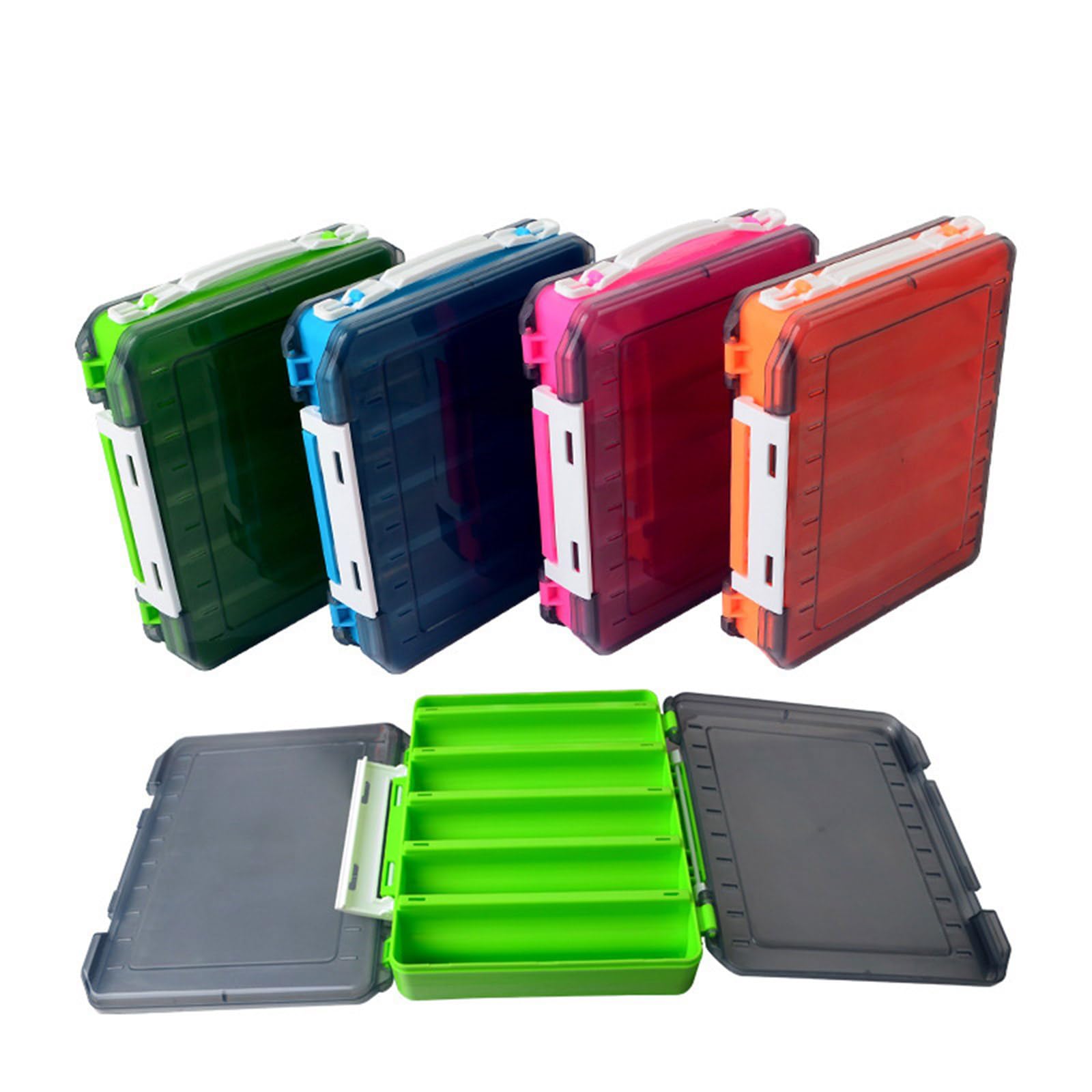Caja de aparejos de doble cara para transportar señuelos de pesca transparentes, caja de almacenamiento, organizadores de aparejos de pesca, herramienta impermeable