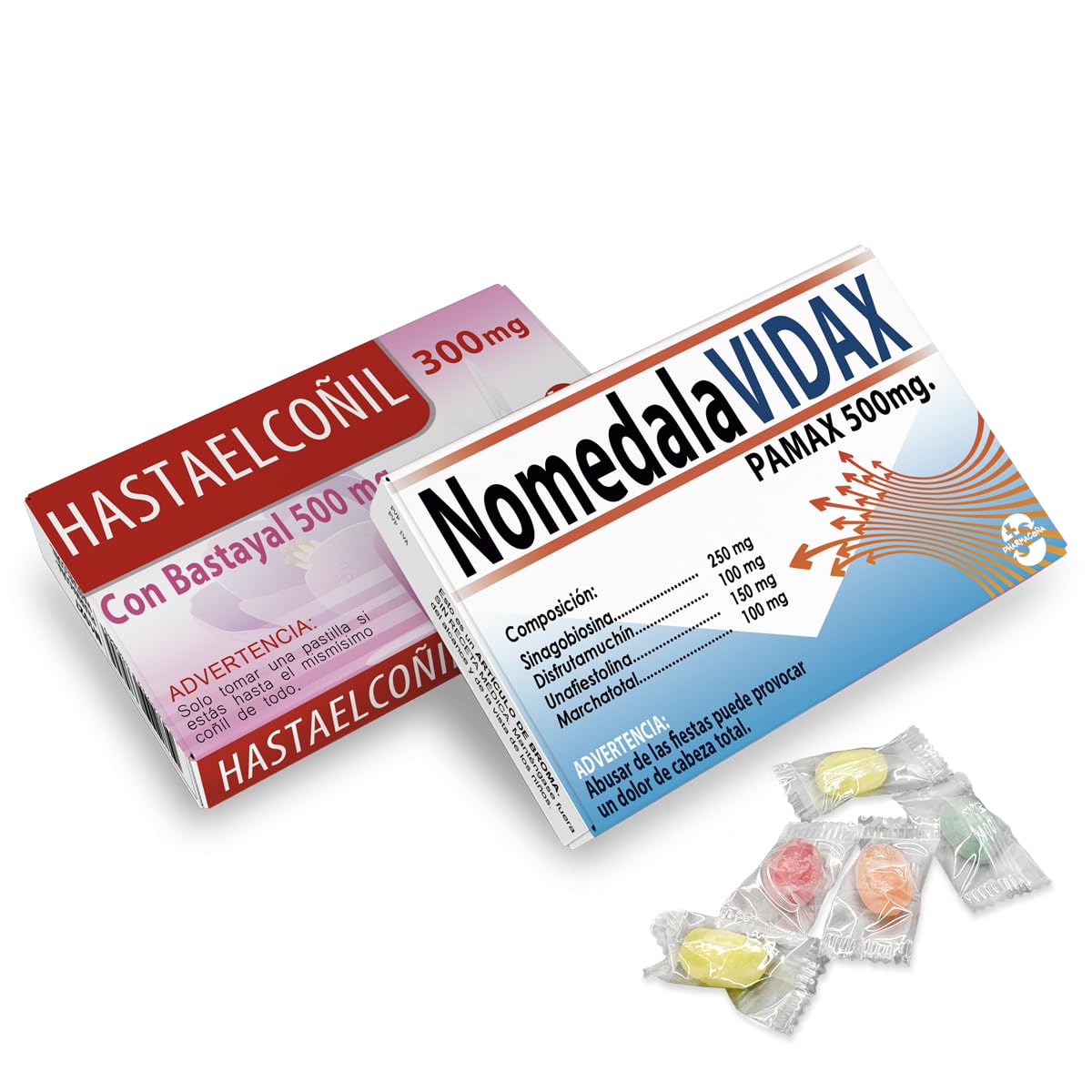 PHARMACOÑA HASTAELCOÑIL NOMEDALAVIDAX Pack 2 Cajas Caramelos de Broma Divertidos Regalos Graciosos para Adultos