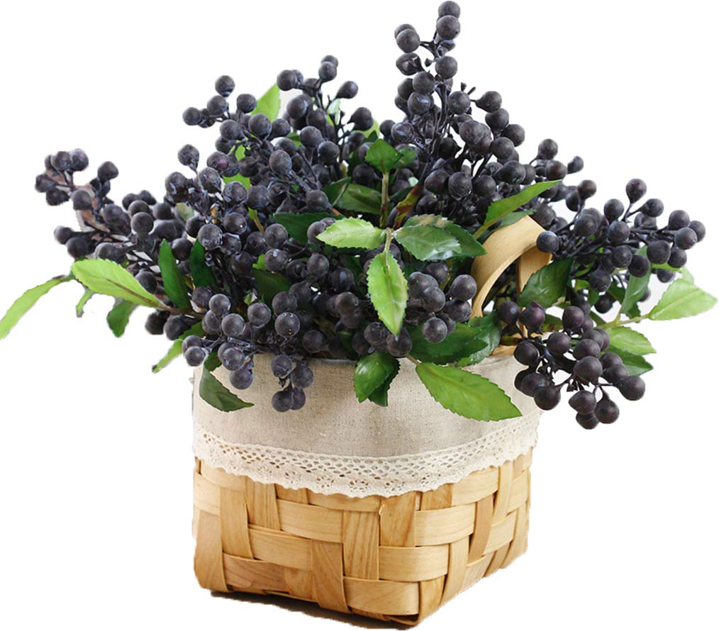 M METERXITY 6-Pack Artificial Holly Berries – 9.8 Inch Faux Frosted Blueberry Stems For Christmas & Home Decor - View #10
