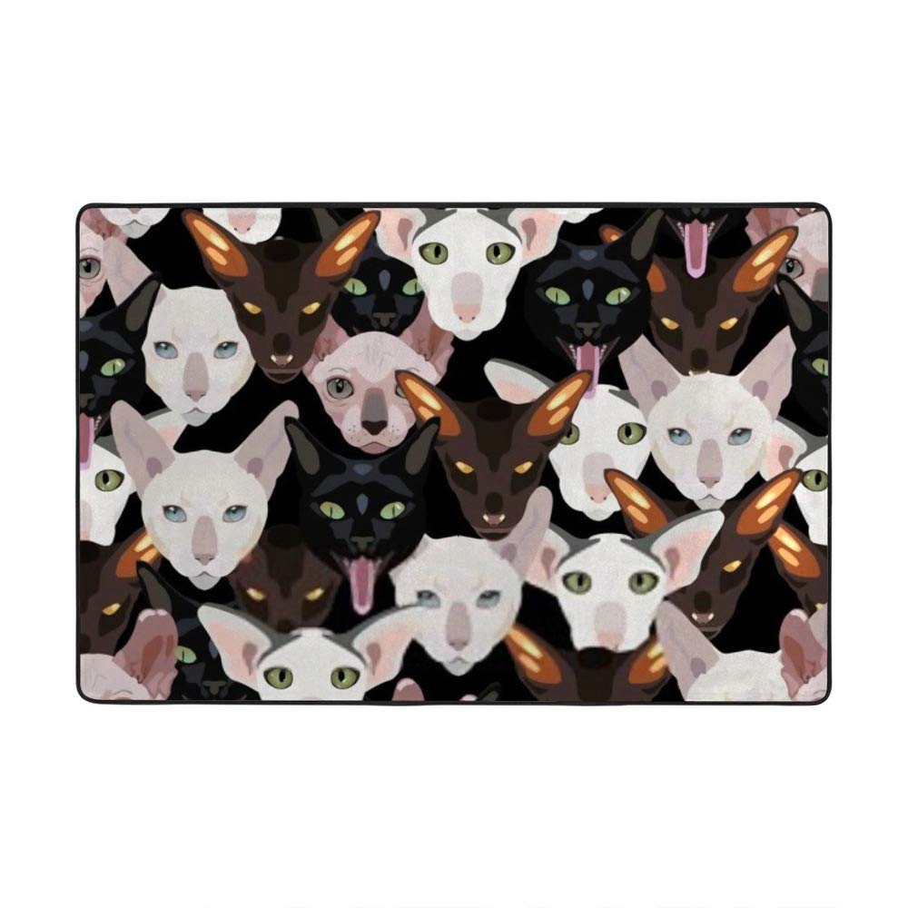 Tapis de salon en velours motif chat 150x100 cm | Tapis corail en polyester