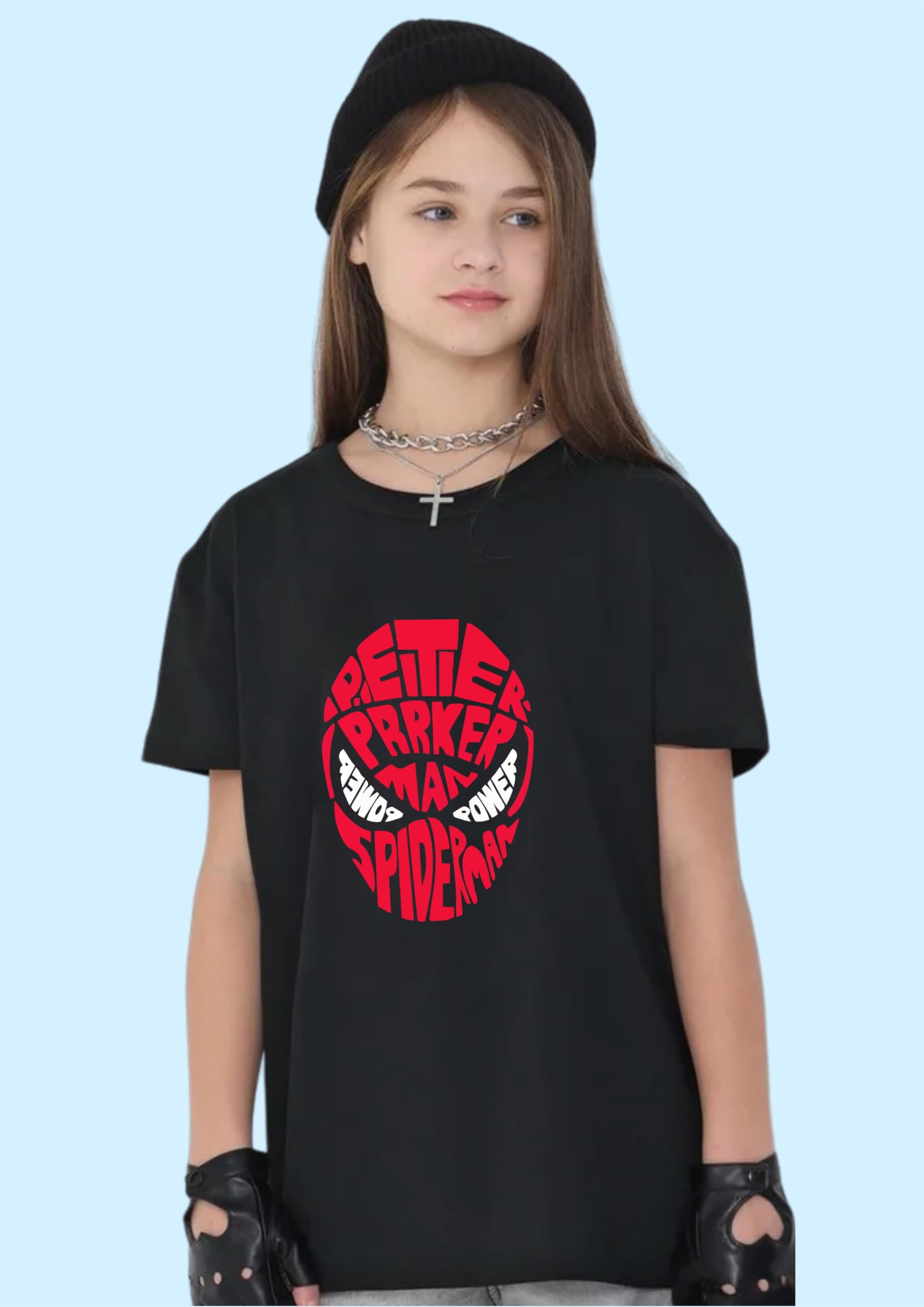 Uniplanet Store Camiseta de mezcla de algodón, media manga, ajuste regular, estampado de araña, color negro
