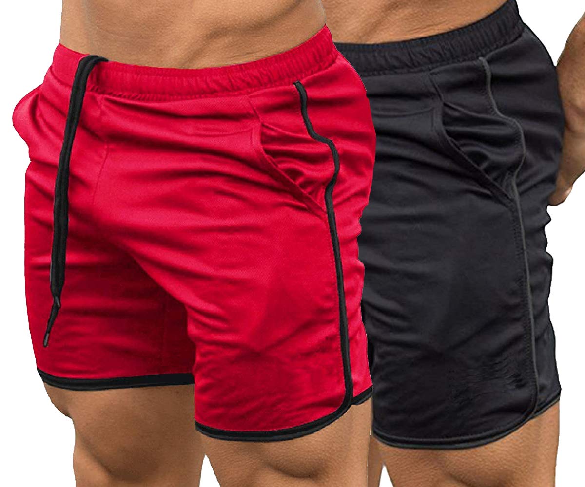 EVERWORTH Men's Gym Workout Boxing Shorts Running Short Pants Fitted Training Bodybuilding Jogger Short