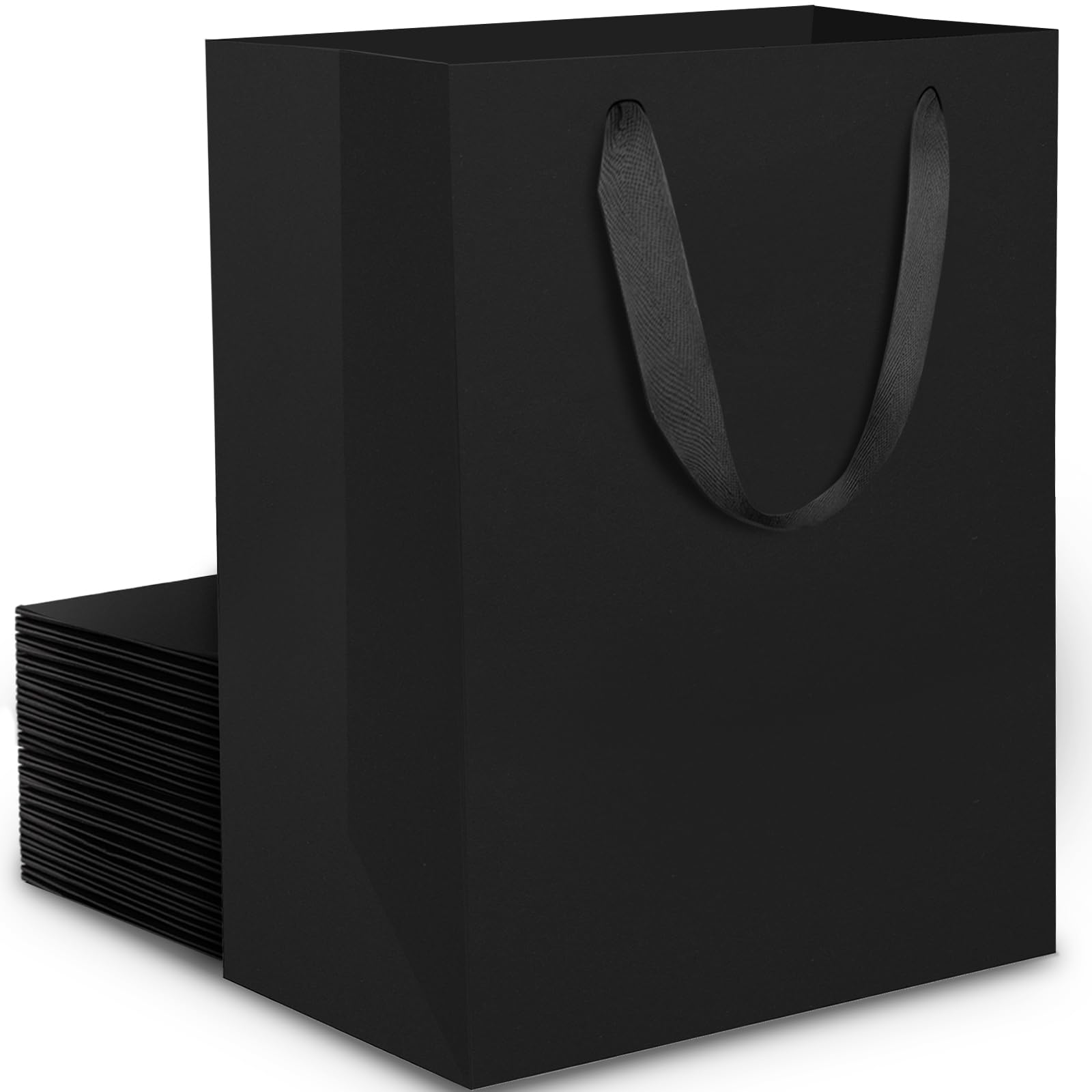 EUSOARBlack Gift Bags - 20PCS S 15x6x20cm Small Paper Bags with Handles - 250GSM Kraft Paper Party Bags - Small Gift Bags for Presents - Gift Bags Multipack for Birthday Party Wrapping