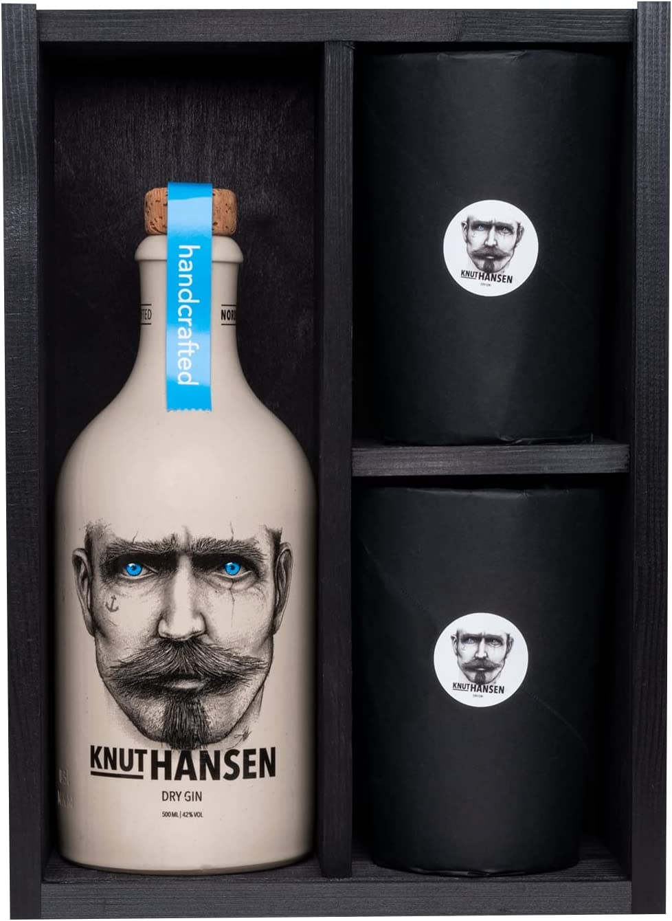 KNUT HANSEN DRY GIN Geschenk-Set | Weltweit ausgezeichnet | 0,5L KNUT HANSEN GIN inklusive 2 Keramik-Becher 0,5L