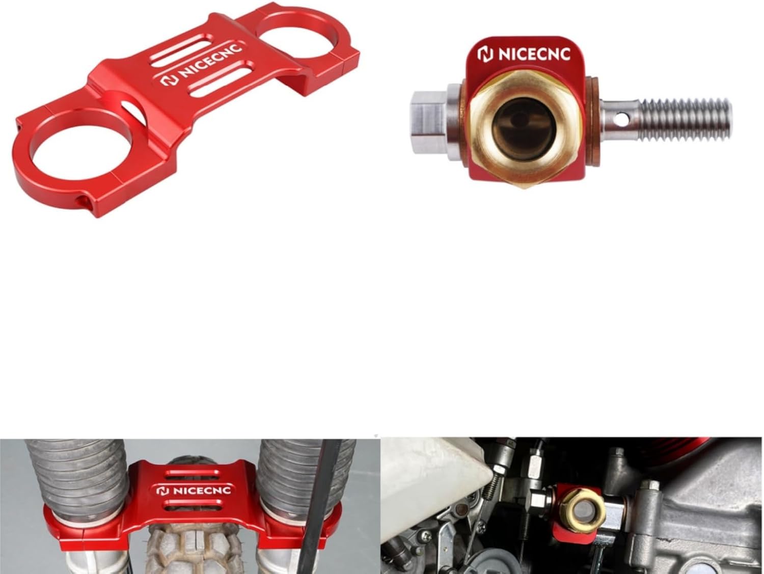 NICECNC Fork Stabilizer Bracket & Banjo Bolt Compatible with Honda XR650L 1993-2024