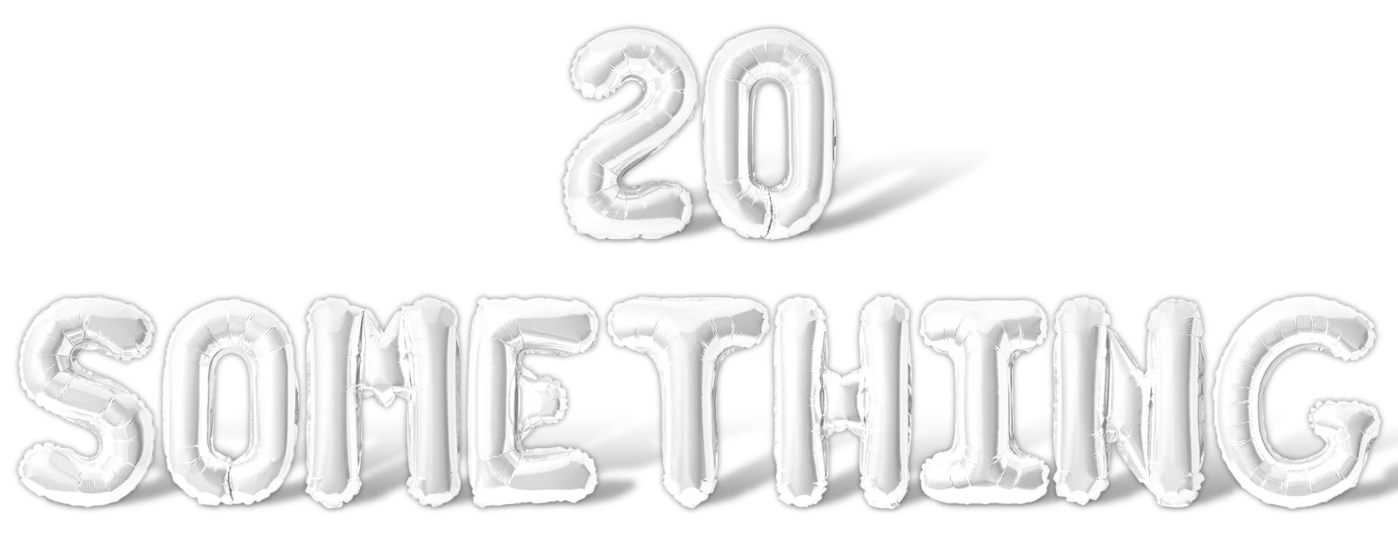 Letter and Number Balloons - 20 SOMETHING 16" Inch Alphabet Letters and Numbers Foil Mylar Balloon Birthday Party Banner (White)