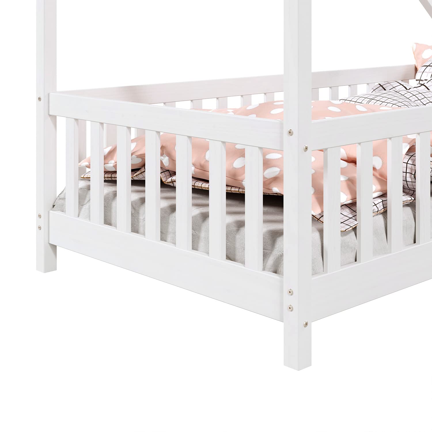 IDIMEX Lit cabane CORA lit Enfant Simple Montessori asymétrique en Bois 90 x 190 cm en pin Massif lasuré Blanc
