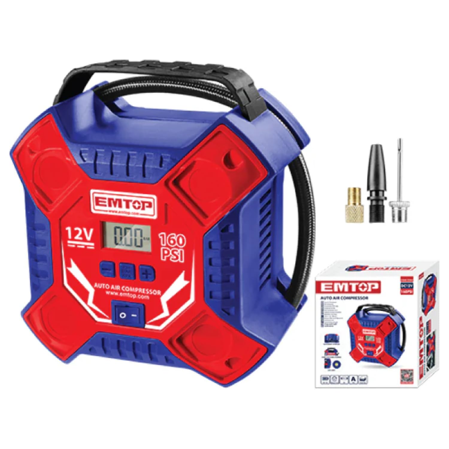 EMTOP - Compresor de Aire | 12 V | 11 Bar | 35 L | para Inflado de Neumáticos, Herramientas Neumáticas y Pintura | Diseño Robusto y Larga Durabilidad | Larga Durabilidad y Materiales Resistentes
