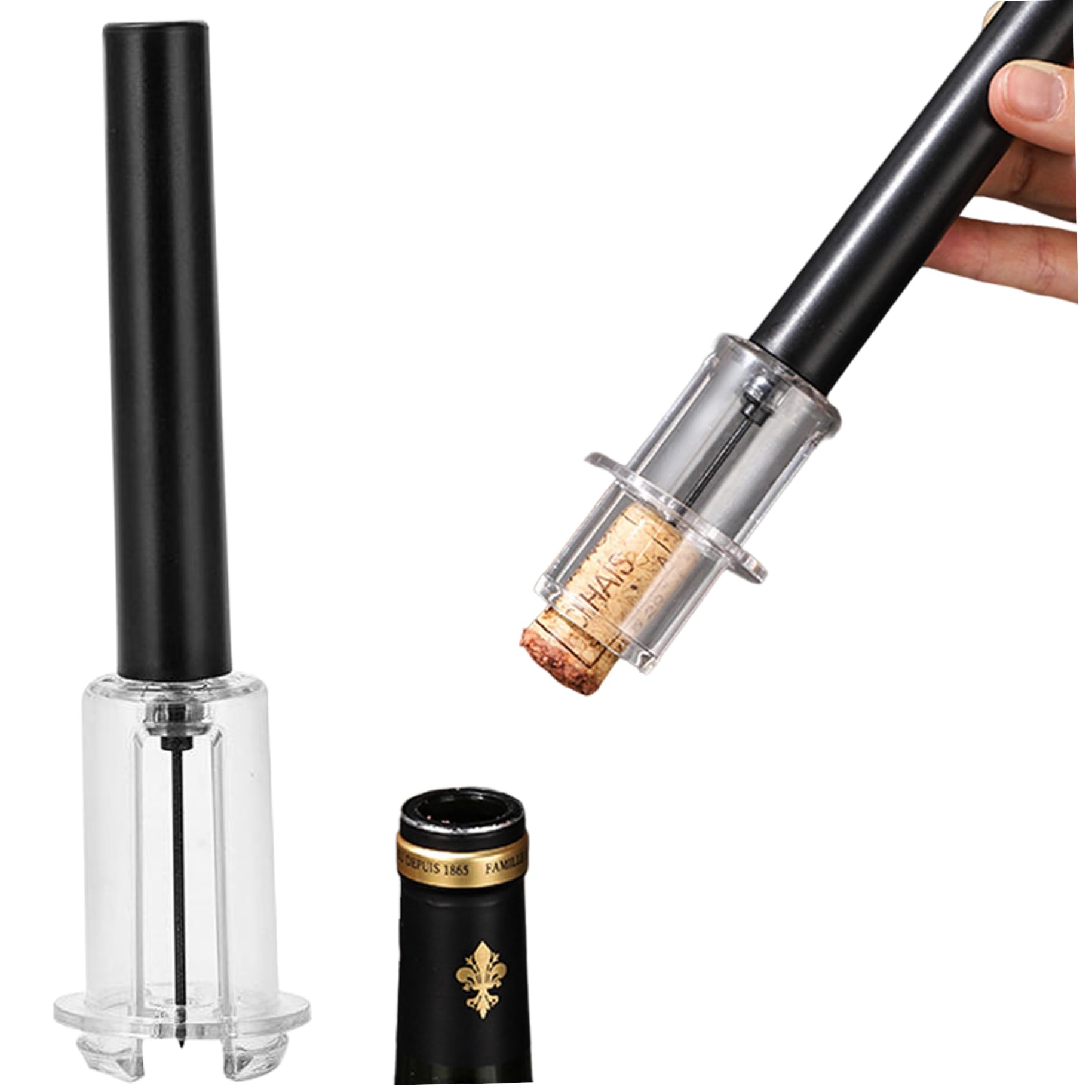 Bomba abridor de vino, abridor de botellas de vino con bomba autocentrante, manual de presión de aire fácil de usar para manual de corcho rojo