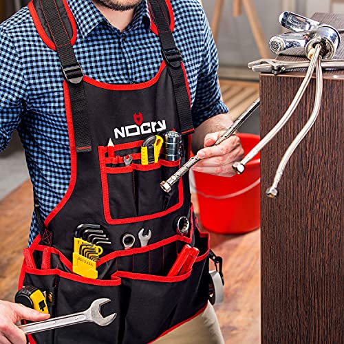 NoCry Heavy Duty Work Apron - 25 Tool Pockets, 1 Tape Measure Clip Holder, D Ring Loop, Black Waterproof Canvas, Adjustable for Men and Women XXS to 4XL NoCry Heavy Duty Work Apron - 25 Tool Pockets, 1 Tape Measure Clip Holder, D Ring Loop, Black Waterproof Canvas, Adjustable for Men and Women XXS to 4XL