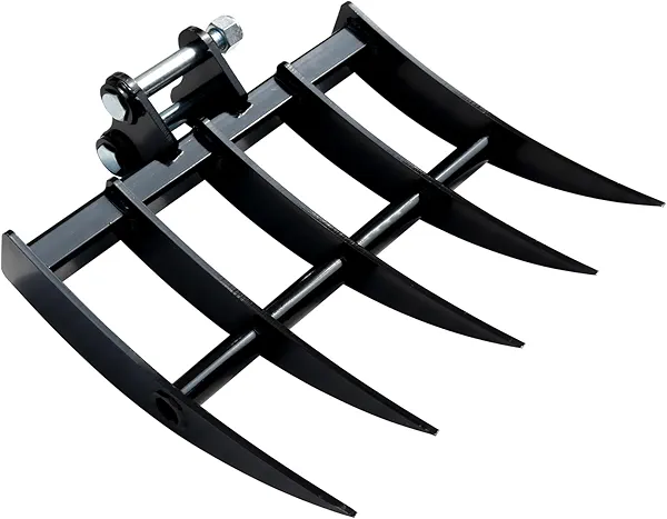 DANWIWEE Mini Excavator Rake Metal Wide Backhoe Rake, Hole Diameter: 25MM/0.98in, Span: 90MM/3.54in for Excavator Attachment