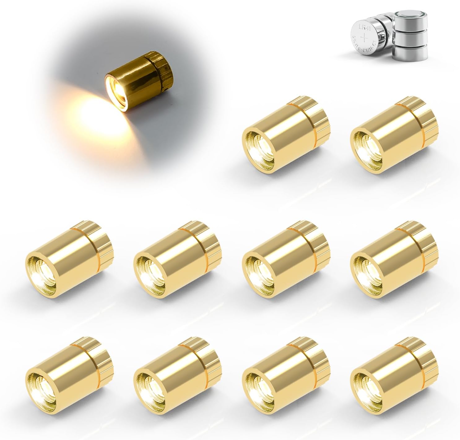 10 Pack Small Spotlight Battery Operated LED Lights, Warm White LED ...