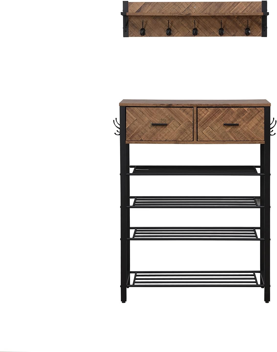 Entryway Hall Tree Shoe Shelf Storage Coat Rack,Shoe Rack