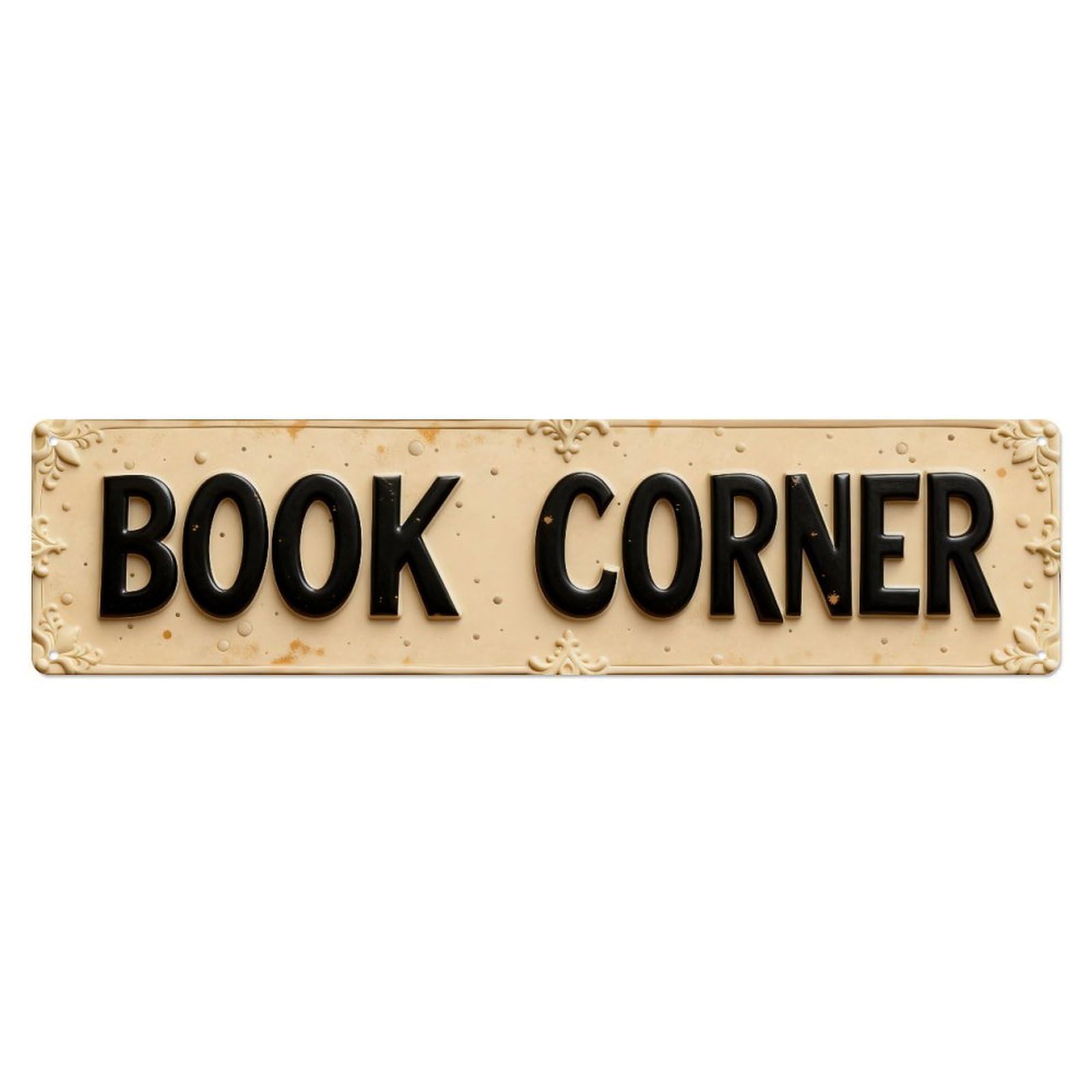 Book Corner Sign Pattern Metal Tin Sign Plaque