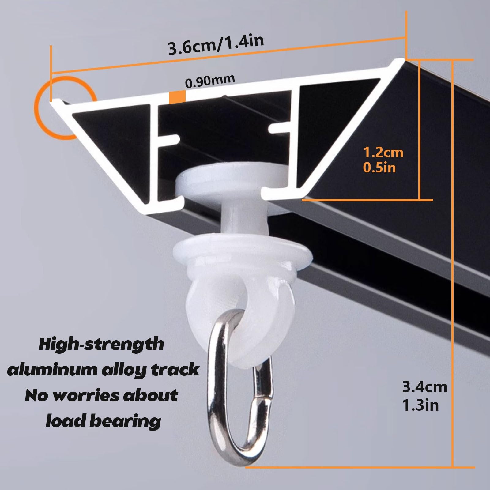 Tringle à Rideaux Ultra-Mince et silencieuse en Forme de V, Rail de Rideau monté au Plafond, Style de décoration Moderne et Simple, tringles à Rideaux en Aluminium (Blanc, Noir) (Blanc, 120