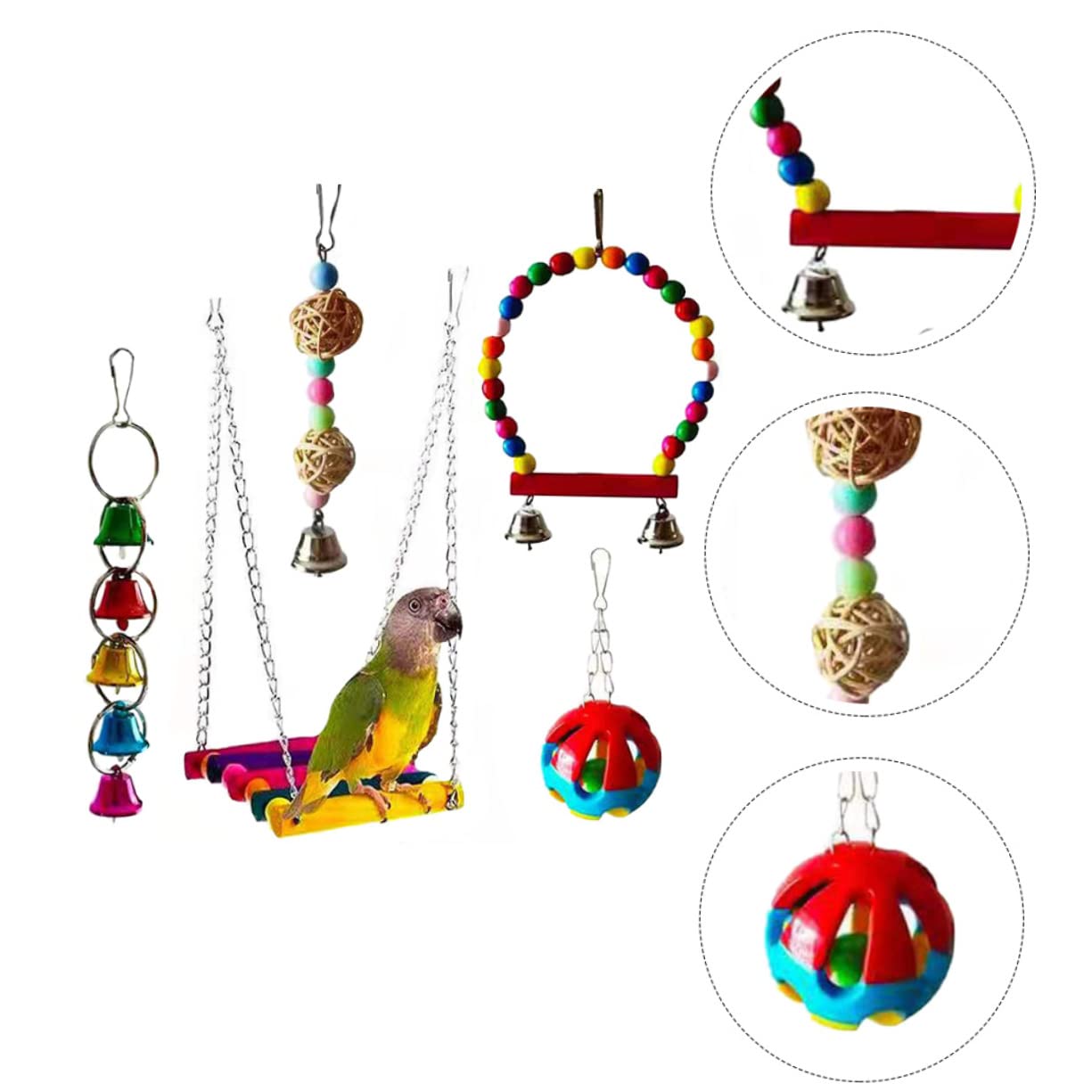 PartyKindom 5pièces Jouets à Mâcher pour Oiseaux Jouet pour Perroquet et Accessoires pour Animaux