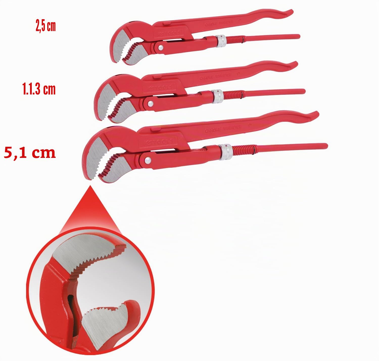 KS Tools 113.2100 Serie di Giratubi Modello Svedese, 3 Pezzi