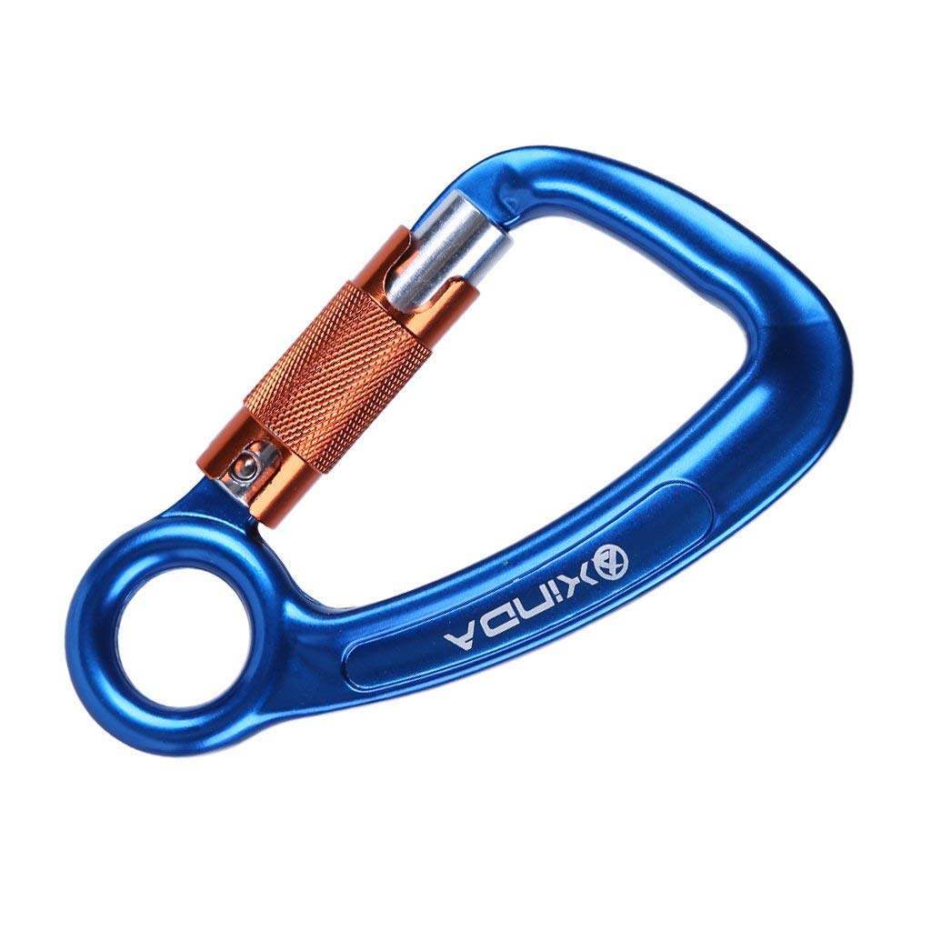 30 KN / 3000 KG Outdoor D Shape Triple Lock Moschettone Rock Climbing Escursionismo Attrezzature di sicurezza per lavoro – 2 colori blu