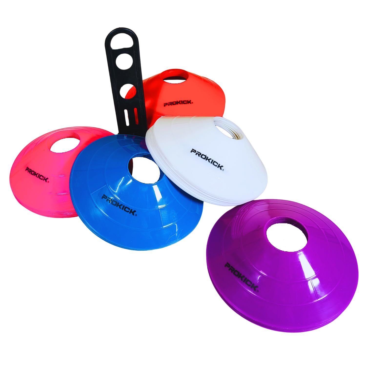 Prokick Plastic Space Markers Saucer Cones Set with Stand|Plastic Space Marker Agility Soccer Cones for Training, Football, Kids, Sports, Field Markers|2 Inch Space Marker Cones, Multicolor Pack of 50-image-44