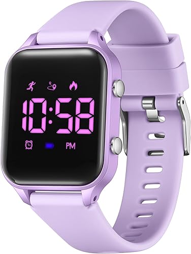 Relojes digitales para niños y niñas, reloj deportivo con rastreador de fitness, podómetro, reloj despertador, cronómetro, no necesita aplicación,