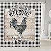 Castle Fairy Farmhouse Chicken Shower Curtains Home DecorSunflowers Floral Animal Bath CurtainRetro Board Black White Plaid Cloth Waterproof Fabric Bath Room Decor Set with Hooks 72Wx72L inch