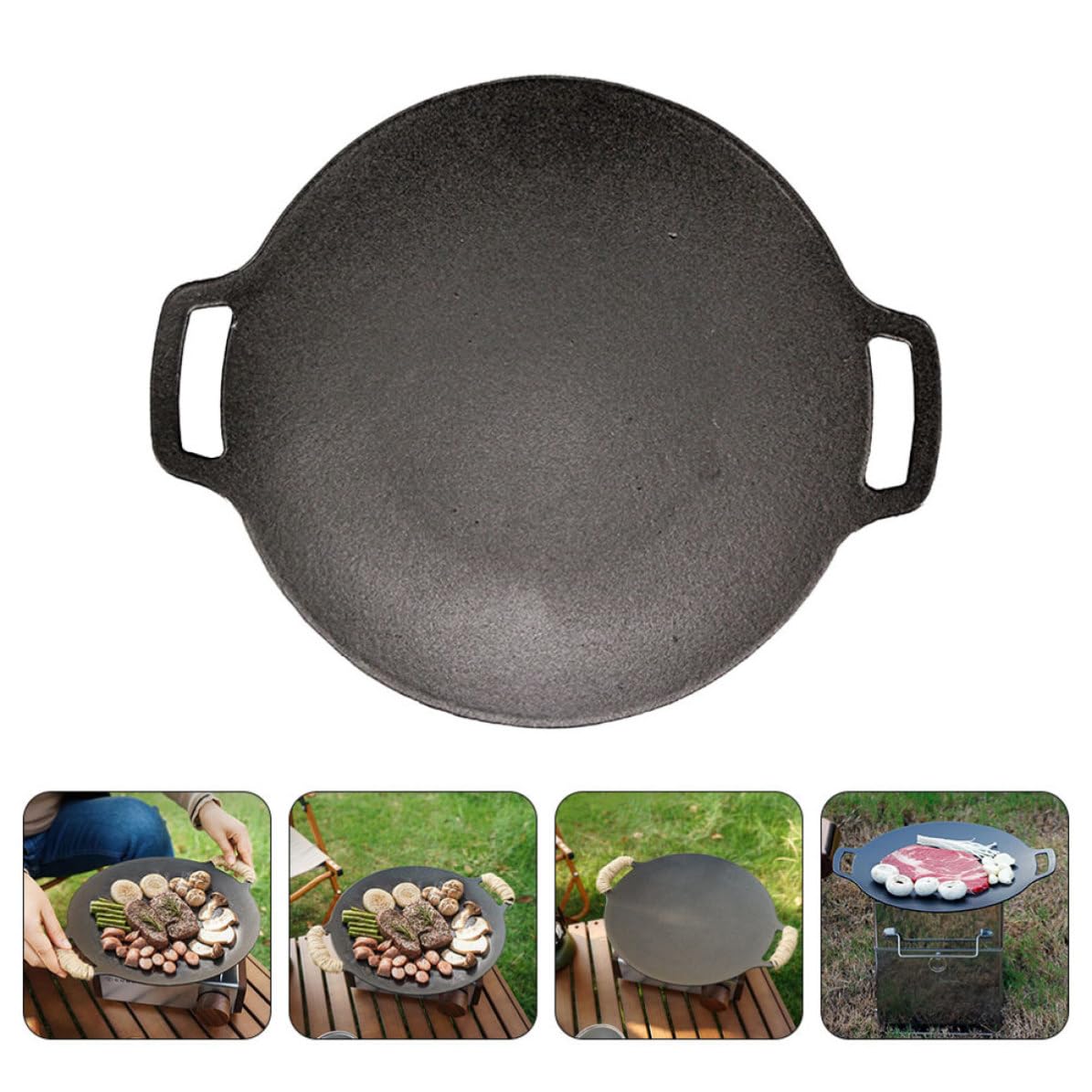 Plancha Grill de Hierro Fundido para Barbacoa Exterior Diseño Resistente y Tamaño Adecuado para Camping y Uso en Cocina de Gas