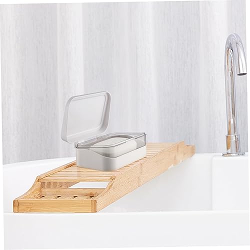 Miniatura 6 de Cabilock Soporte para jabón de viaje jabonera de plástico con tapa para baño color blanco