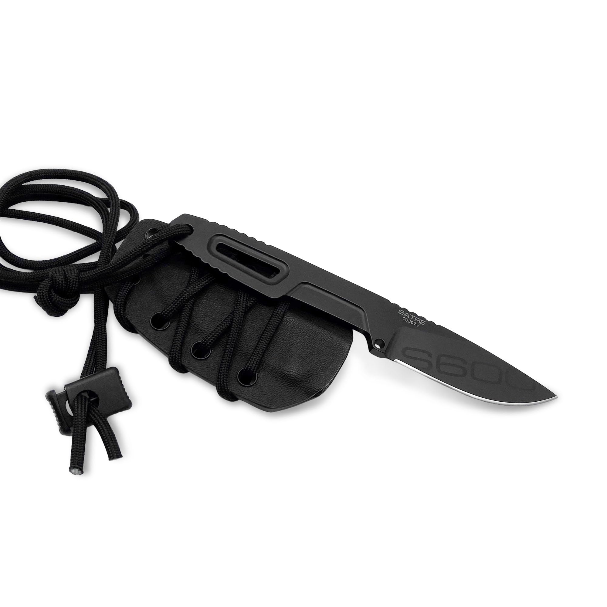 Satre S600 (Black) Fixed Blade Knife, S600 steel blade 4 mm thick, EXP dark finish, light…