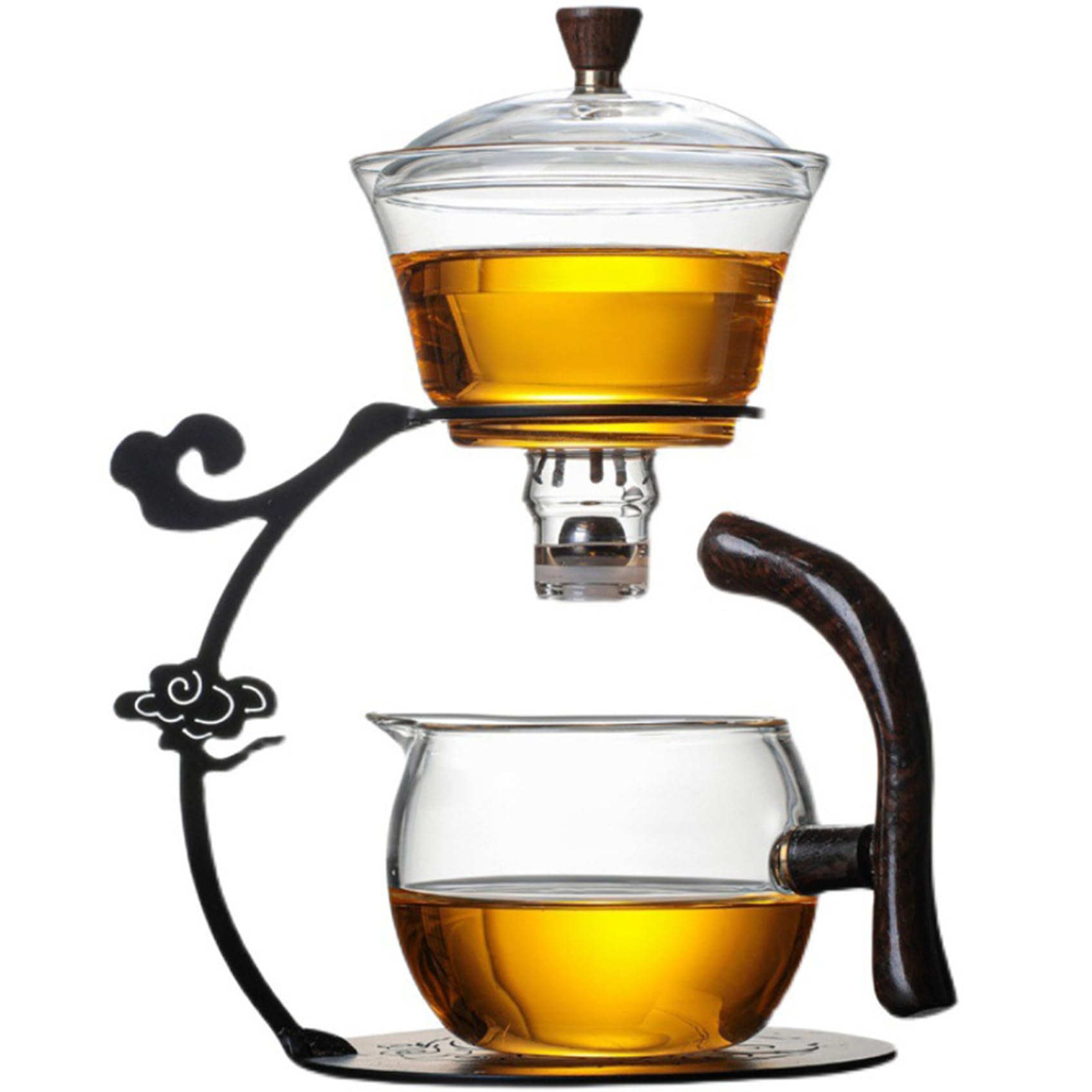 Tetera de vidrio semi automático, tetera magnética resistente al calor con filtro de acero inoxidable y mango anti-escaladrado, juego de té semiautomático de Kungfu.
