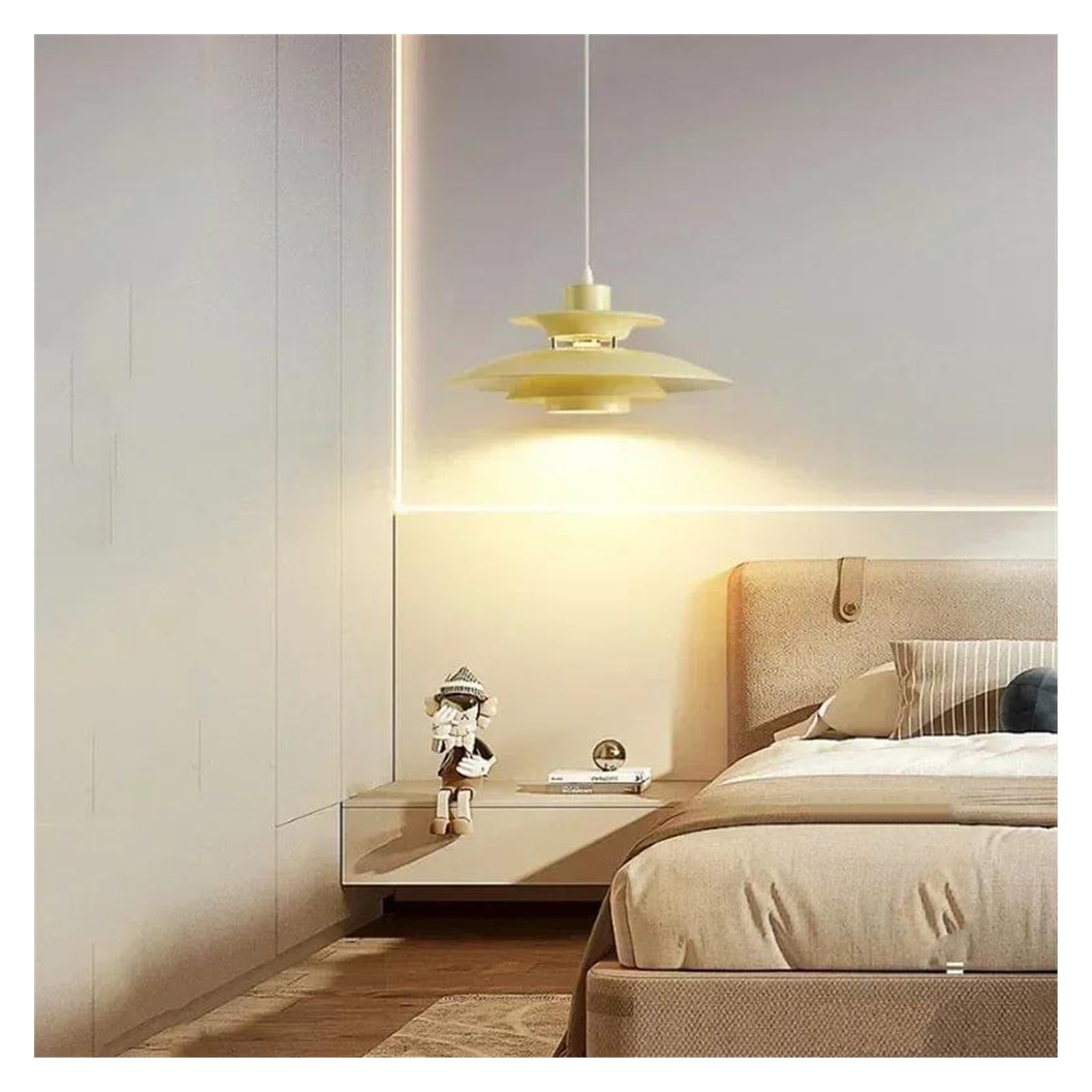 CSXSXAUO Modern Pendant Light Fixture Nordic Restaurant Chandeliers Design Room Decor Lamp Bedroom Beside Ceiling Lamps(Yellow,S)