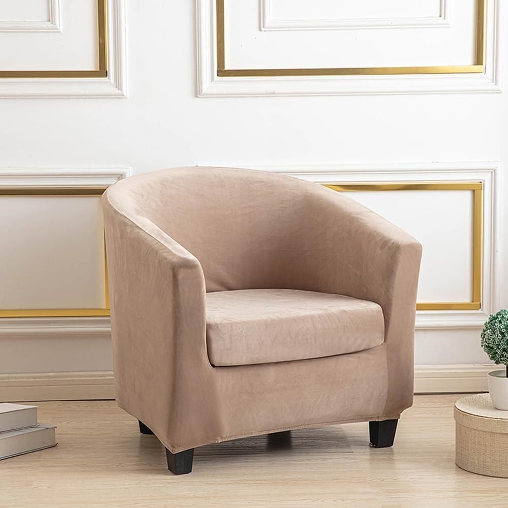 Copripoltrona a vasca Chesterfield 2 pezzi Copripoltrona Club Chair Copripoltrona elasticizzata Copripoltrona a vasca 1 posto Tullsta(Brown)