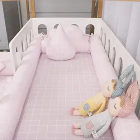 Kit Montessoriano Mini Cama Rolinho 4 Peças Boston Rosa (Colchão 1, 50 x 0, 70), Biramar Baby, Rosa