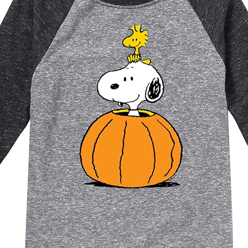 HYBRID APPAREL - Peanuts - Snoopy Woodstock Pumpkin - Toddler & Youth Raglan Graphic T-Shirt3