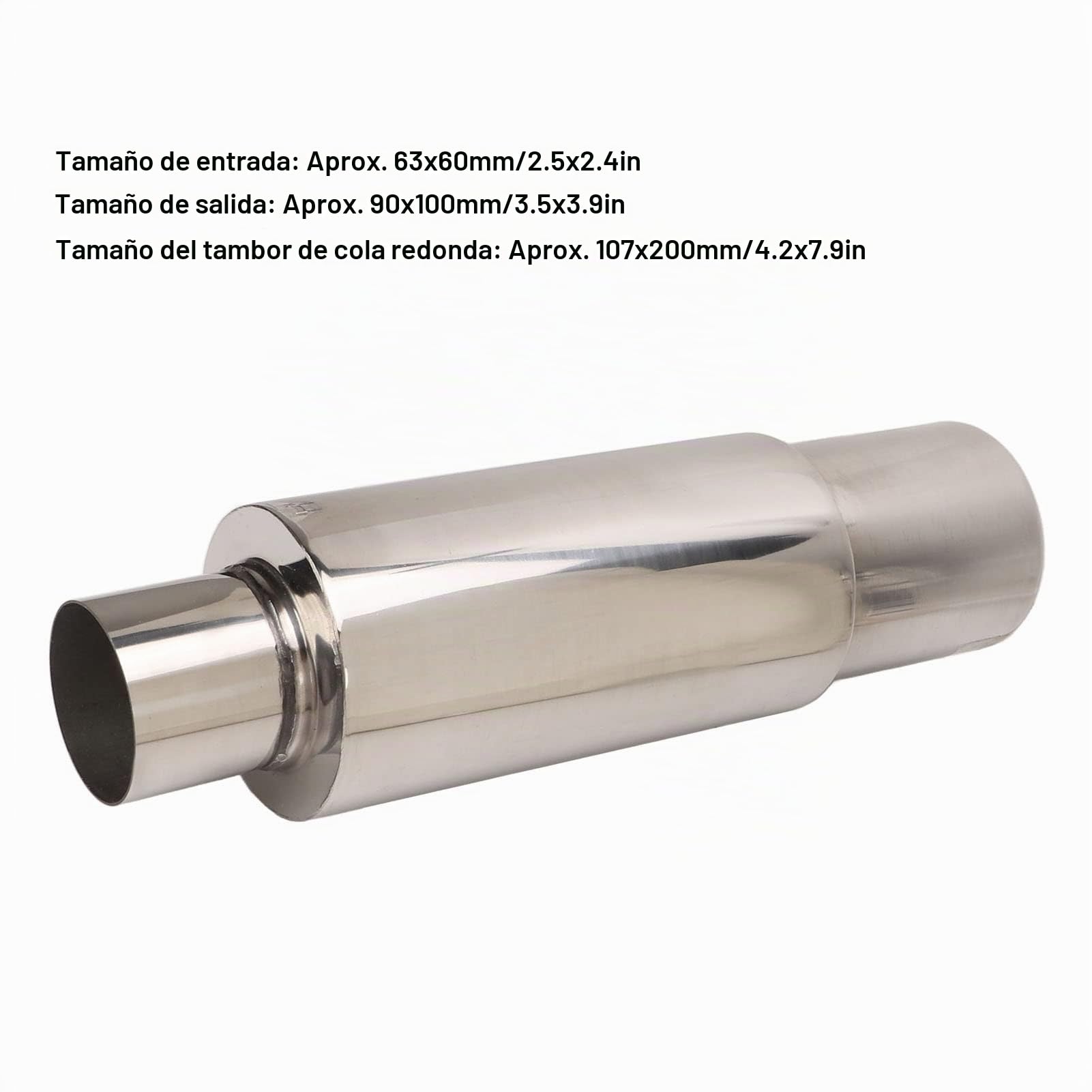 Aramox Resonador de Escape para Automóvil, Resonador de Silenciador de Escape Universal de Acero Inoxidable 2.5in Entrada 3.5in Tubo de Escape de Salida, Plata