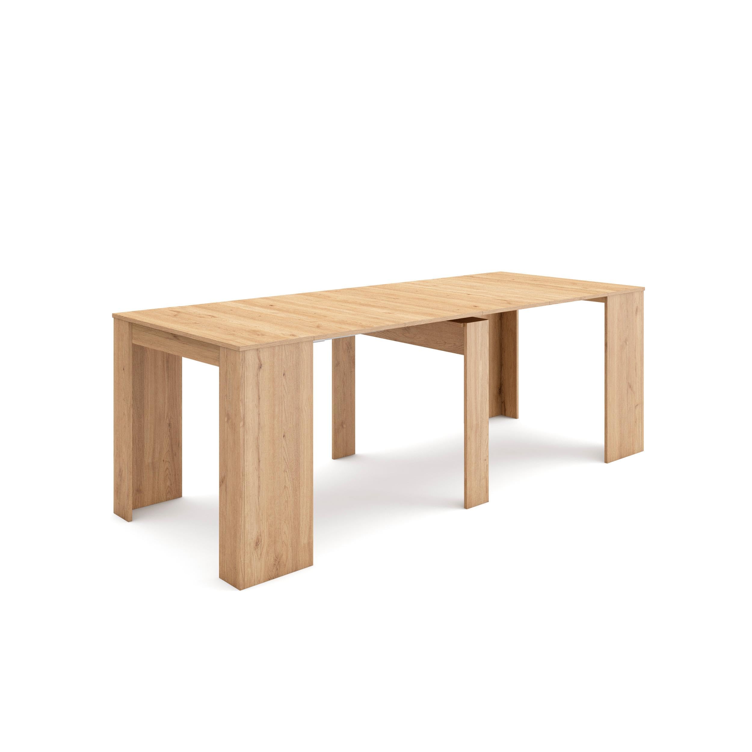 Skraut Home | Mesa Consola Extensible | Mesa Comedor Plegable | 220 | para 10 comensales | Comedor y Cocina | Estilo Moderno | Roble