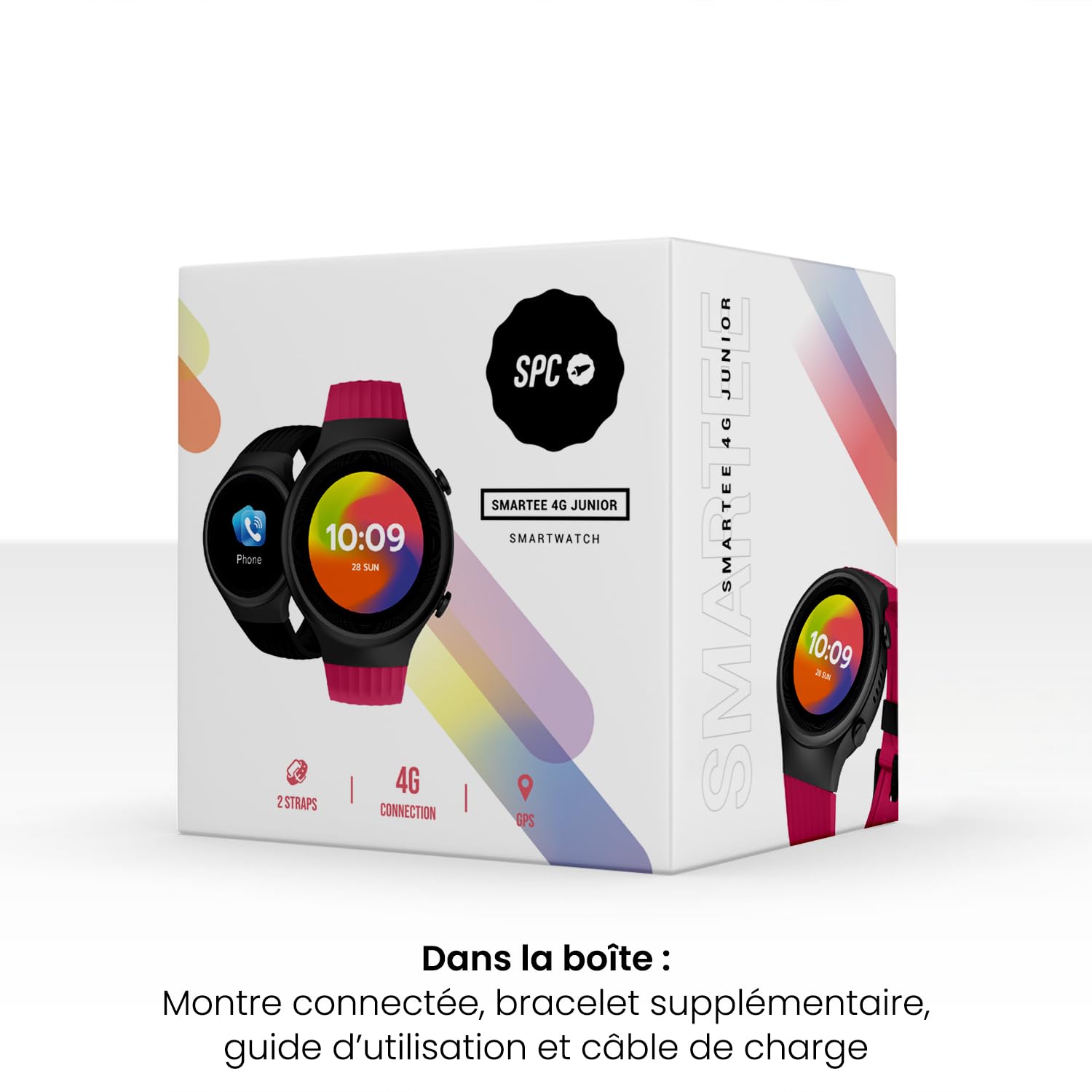 SPC Smartee 4G Junior - Montre connectée pour Enfants avec GPS, appels vidéo et Bouton SOS | Écran 1,2 po, Double Bracelet Marron et Noir et Mode Tracker| Mode École | Gestion Depuis l'app Smart Clan