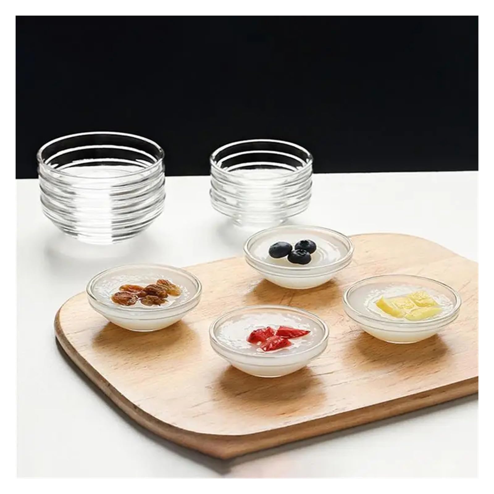 Coppe Gelato Set di 12 Ciotole for Gelato Piccole Ciotole in Vetro Ciotole Trasparenti impilabili Piatti da Dessert Rotondi Piatti Laterali Rotondi Set di Ciotole in Vetro per Dessert